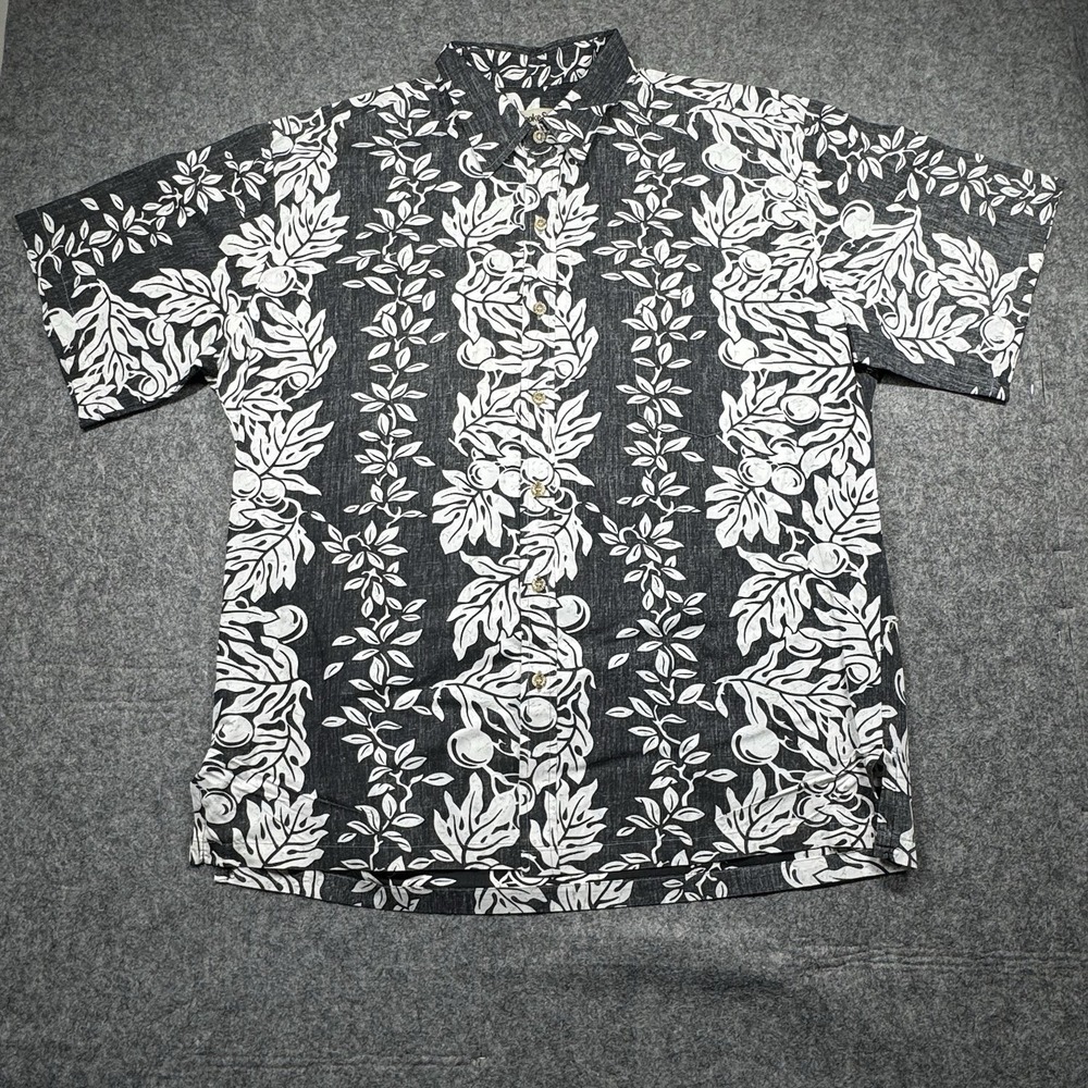 Cooke Street Button Up Shirt Mens 2XL Black Hawaiian Tropical Short Sleeve‎